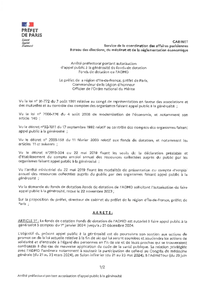 Arrêté préfectoral 2024