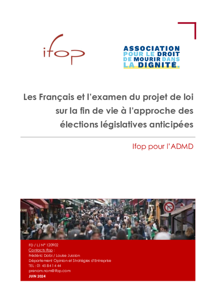 Sondage IFOP - Les Français et l’examen du projet de loi sur la fin de vie à l’approche des élections législatives anticipées