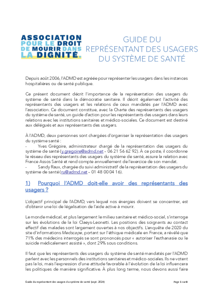 Guide du représentant des usagers