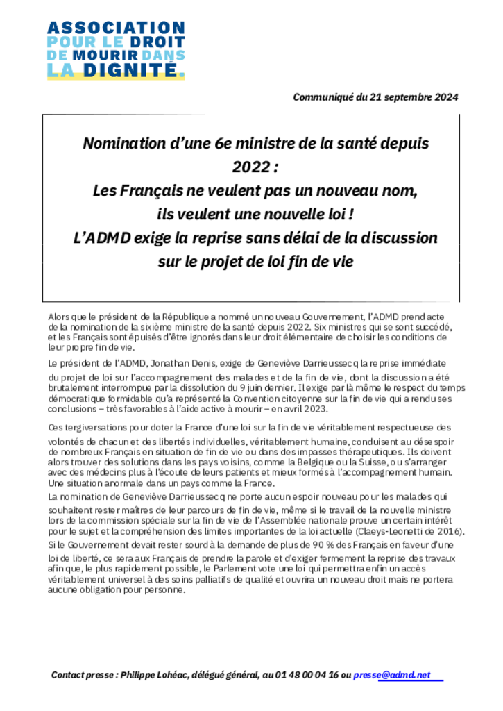 Nomination de Geneviève Darrieussecq