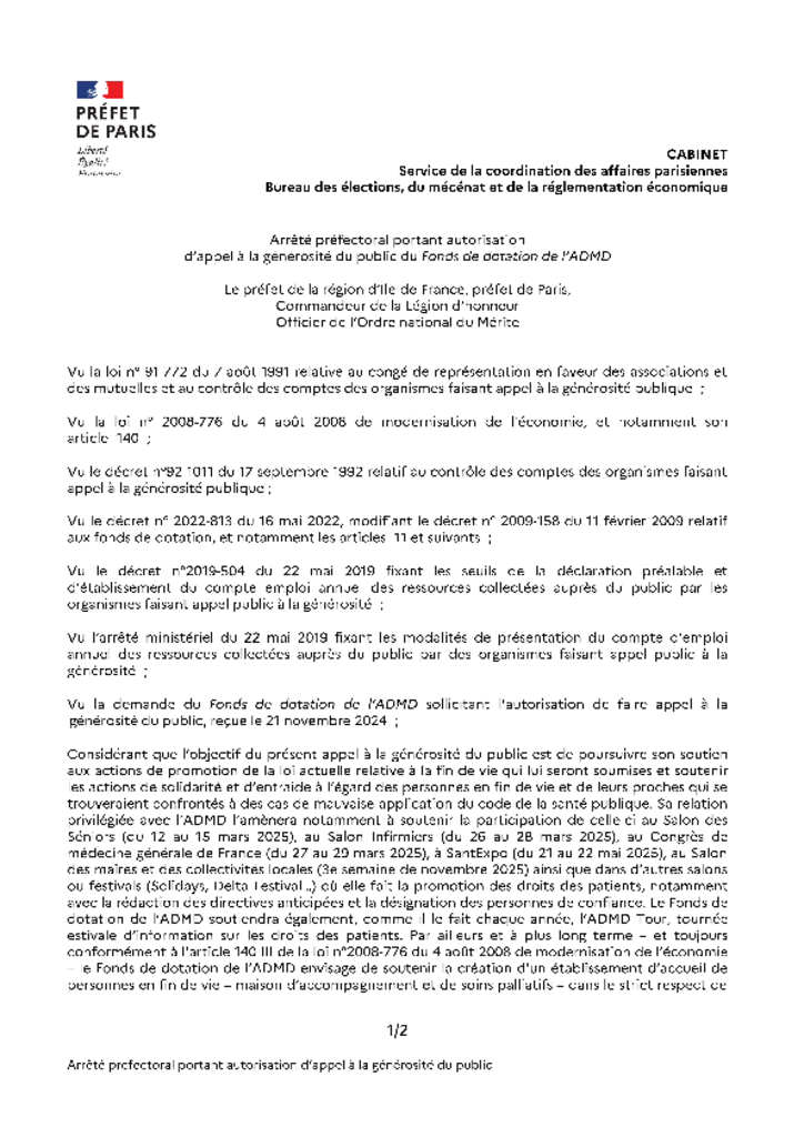 Arrêté préfectoral 2025