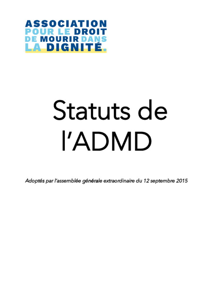 Les statuts de l'ADMD