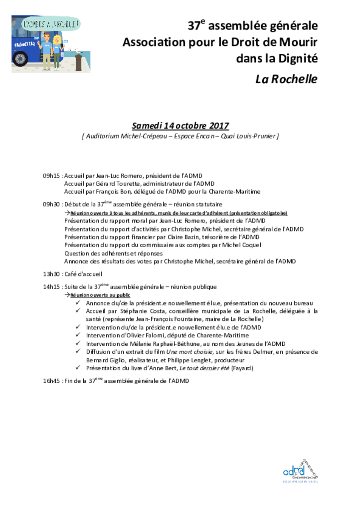 Déroulé de la 37e AG