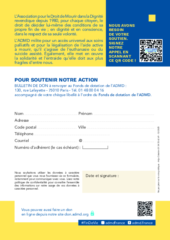Bulletin de don en faveur du Fonds de dotation