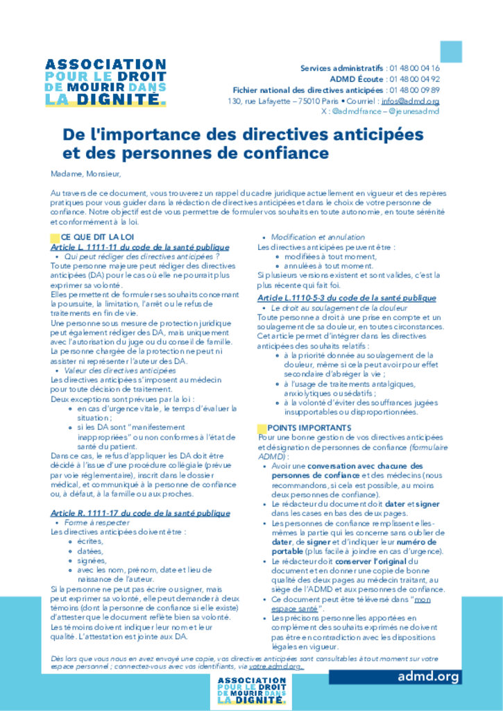 Notice sur le rôle de la personne de confiance