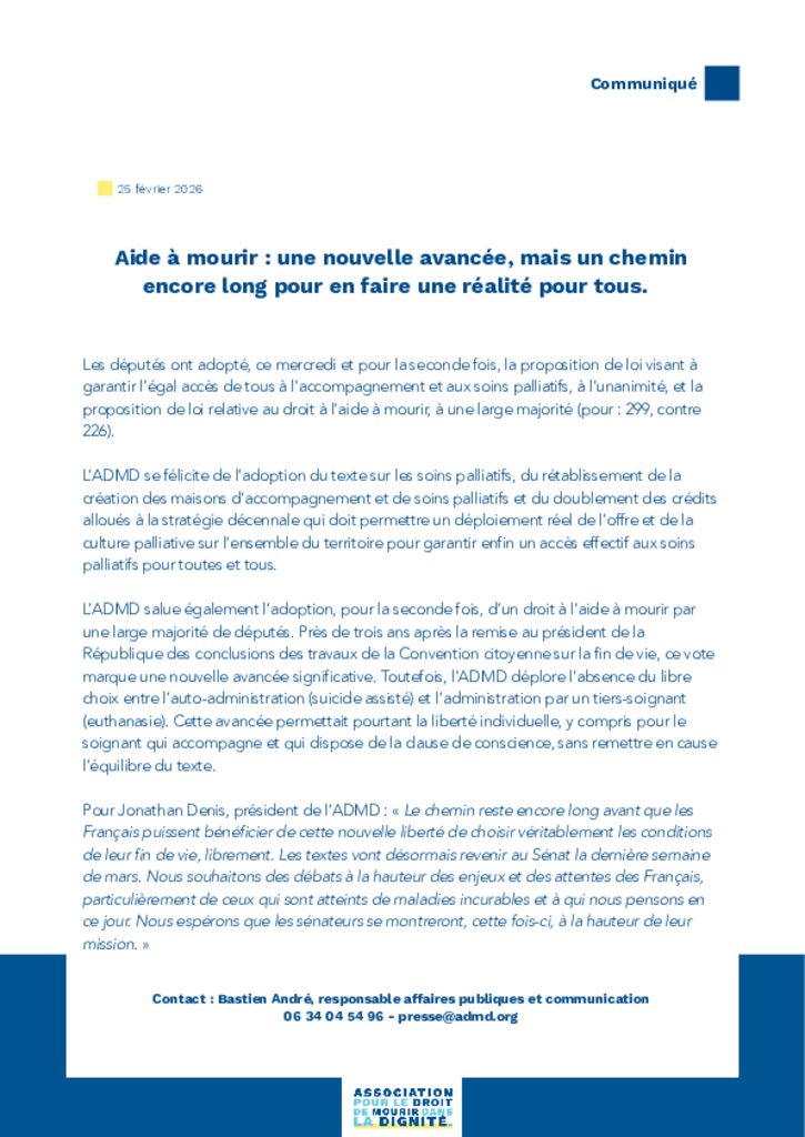 Aide à mourir : une nouvelle avancée.