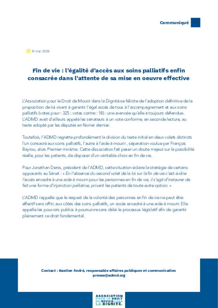 Fin de vie : l’égalité d’accès aux soins palliatifs enfin consacrée dans l’attente de sa mise en oeuvre effective