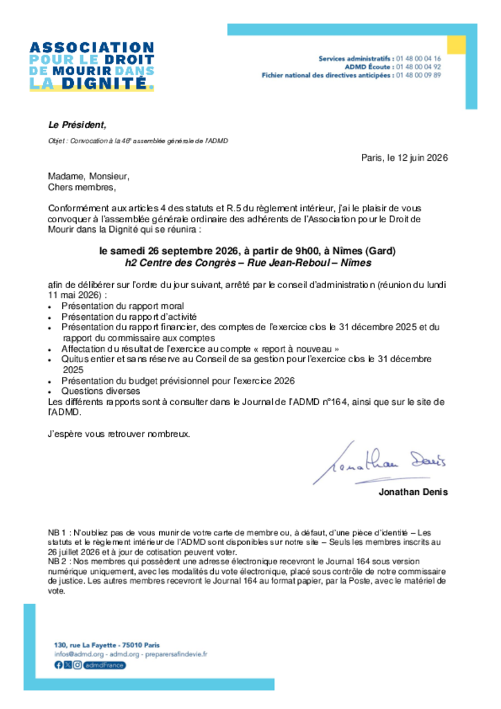 Lettre de convocation