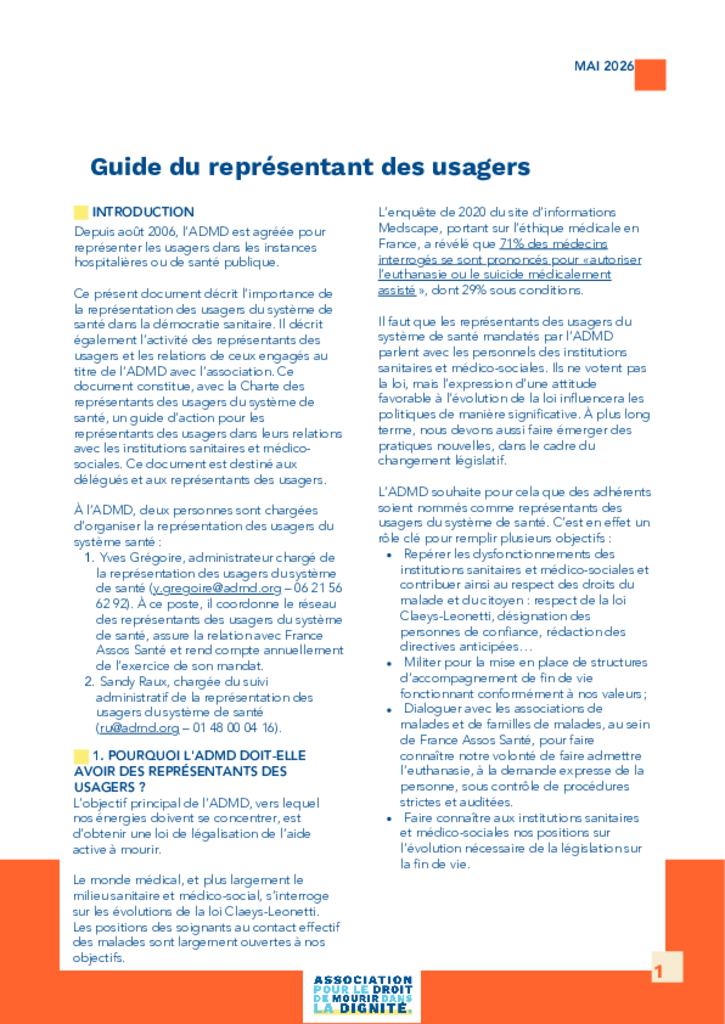 Guide du représentant des usagers