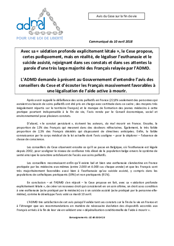 CP - Avis CESE