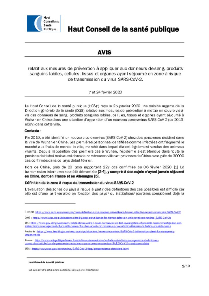Avis HCSP