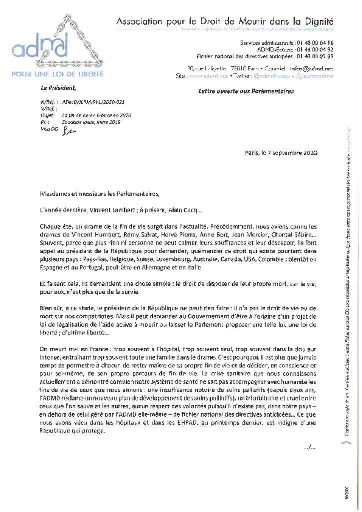 Lettre ouverte aux Parlementaires 