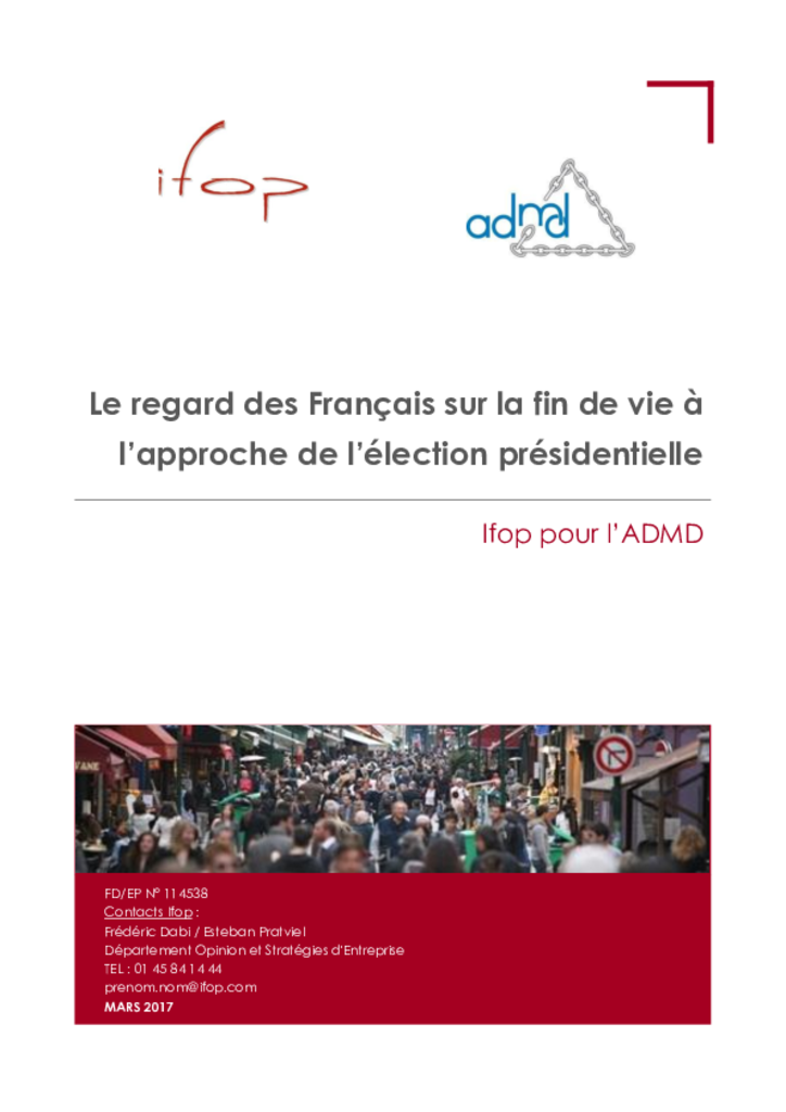 Sondage Ifop - mars 2017 - Le regard des Français sur la fin de vie à l'approche de l'élection présidentielle
