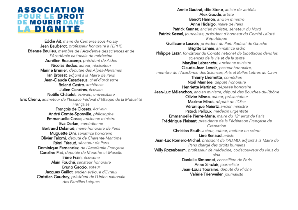 Liste des signataires
