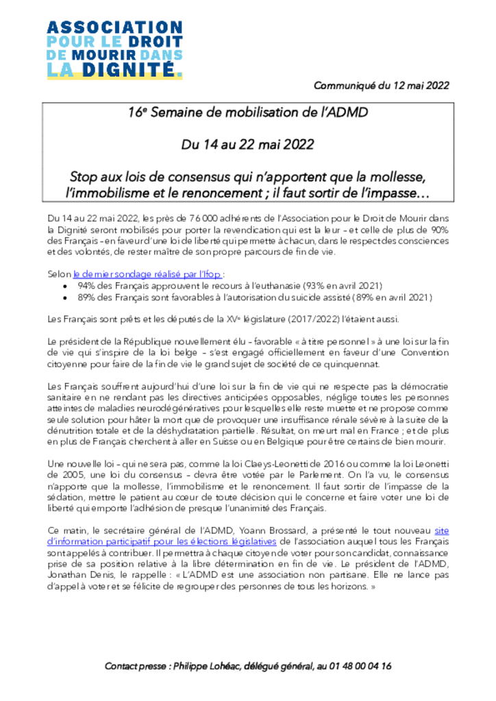 CP - 16e Semaine de mobilisation