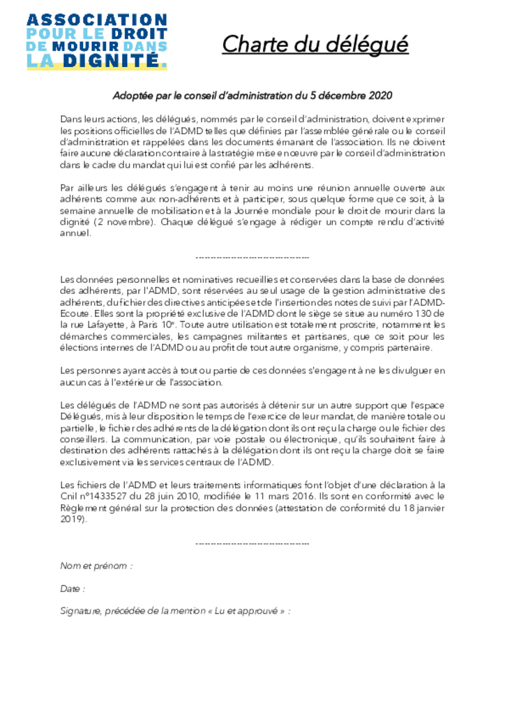 Charte du délégué