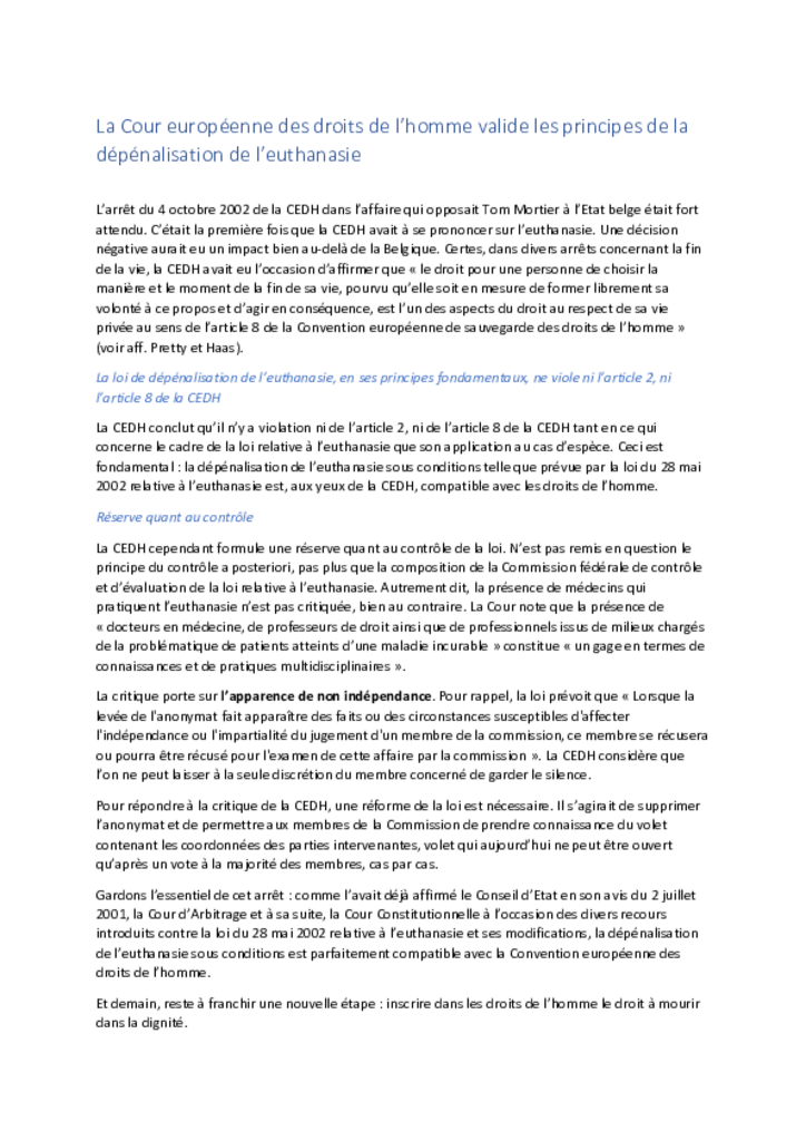 Communiqué de Jacqueline Herremans, présidente de l'ADMD (Belgique)