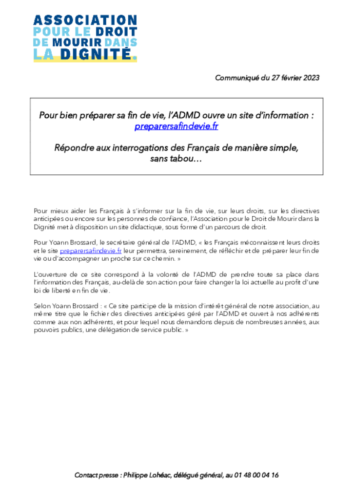 CP - Préparer sa fin de vie