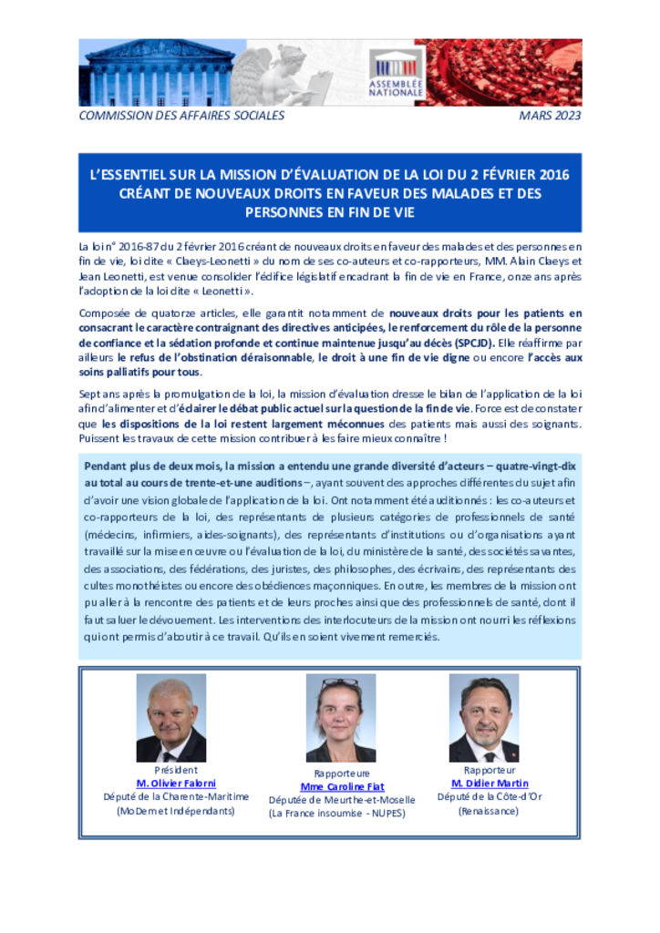 Synthèse du rapport d'évaluation