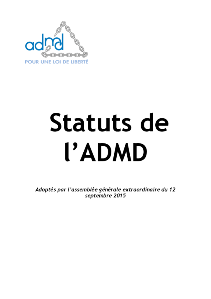 Les statuts de l'ADMD