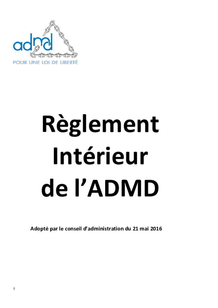 Notre règlement intérieur