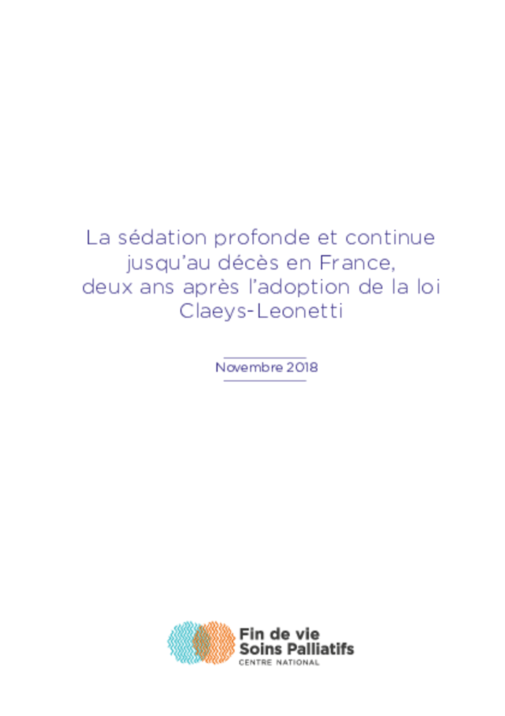 Rapport sur la sédation profonde et continue