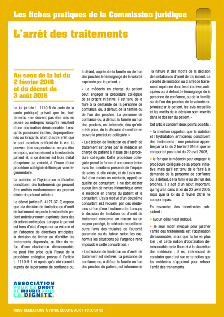 L'arrêt des traitements