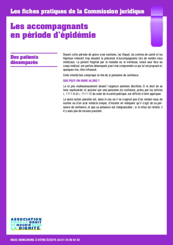 Les accompagnants en période d'épidémie