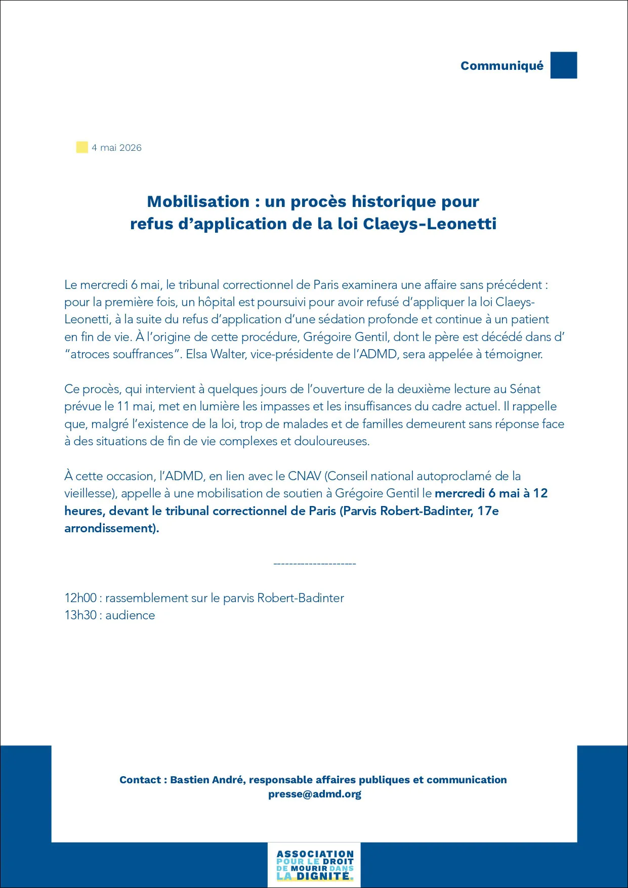 Mobilisation : un procès historique pour refus d’application de la loi Claeys-Leonetti